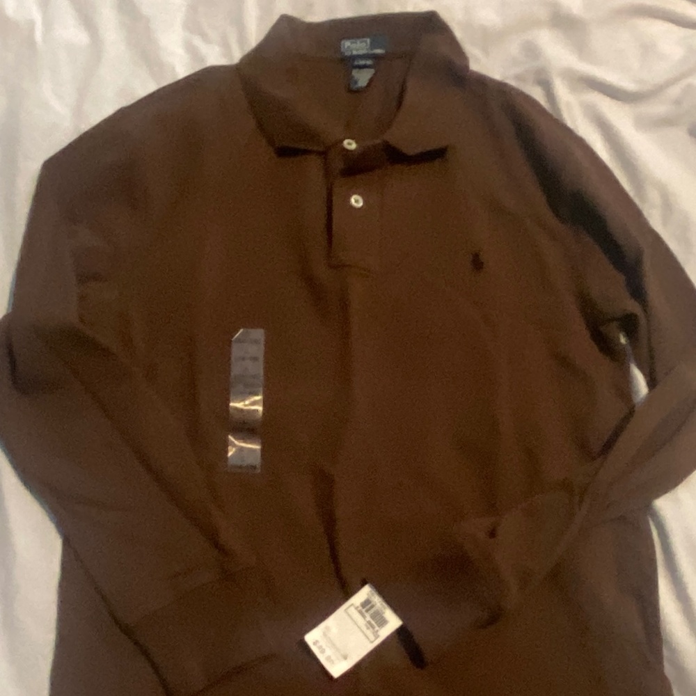 Youth boys Ralph Lauren brown polo shirt L